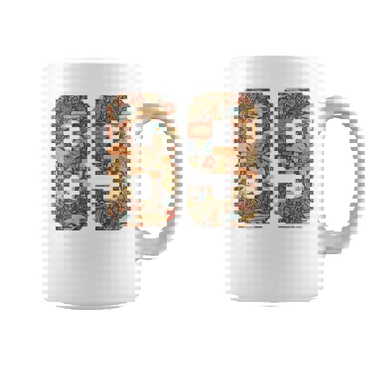 89 ナンバー コテージコア マッシュルーム レトロ フラワー裏側に コーヒーマグ