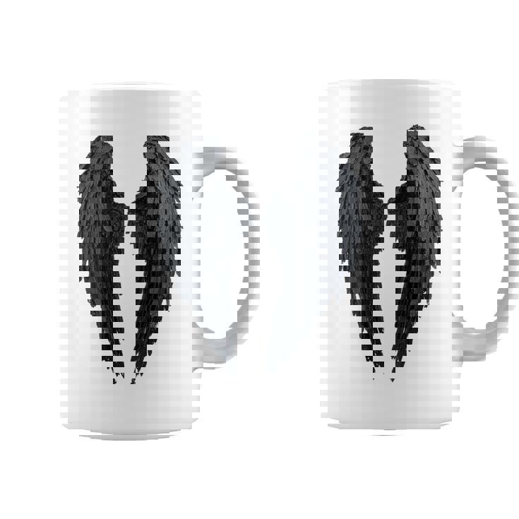 Alas De Ángel Negras En La Parte Taza de café