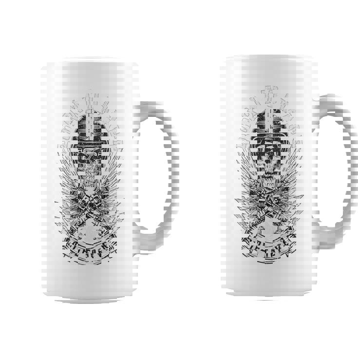 Born To Race Ride Forever スカルバイカーデザイン コーヒーマグ