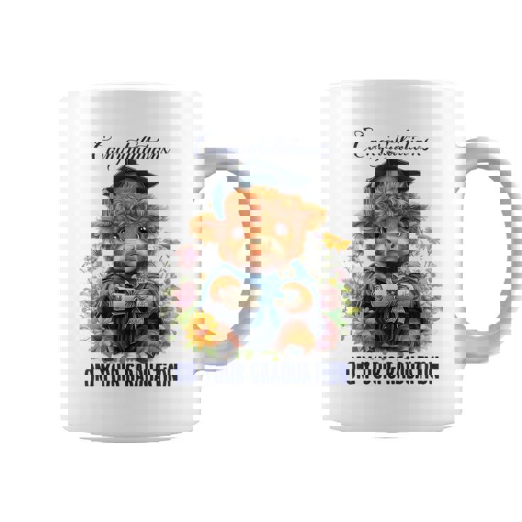 Cute Graduation Highland Cow Holding Diploma T Shirt Coffee Mug
