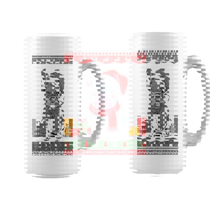 French Bulldog Santa Hat Frenchie Dog Ugly Christmas Sweater Coffee Mug