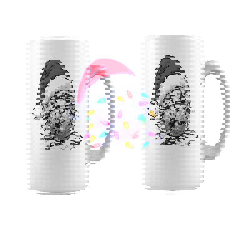Golf Ball Santa Hat Christmas Golfing Xmas Lights Tri-Blend Coffee Mug
