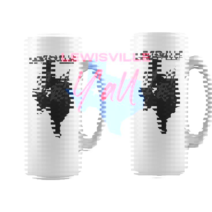 Lewisville Texas Y'All TX Pride State Map Cute Coffee Mug