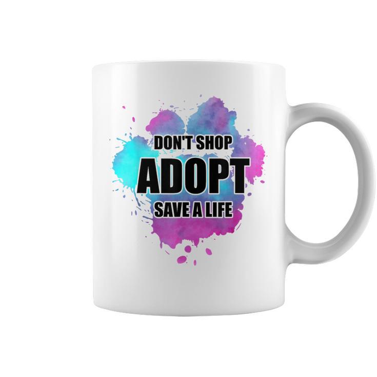 No Compres Adoptar Acuarela Perro Paw Animalhelteroluntario Taza de café
