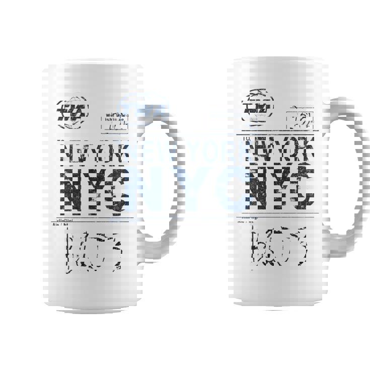 Nyc New York ヴィンテージ 航空会社タグ エアライナー フライングトラベル 長袖tシャツ コーヒーマグ