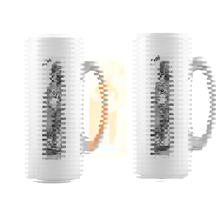 Punch – かわいい赤ちゃん猿とオランウータンのぬいぐるみ 水彩 長袖tシャツ コーヒーマグ