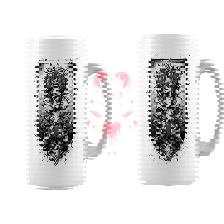 Rojo Reina De Corazones Corona Rebelde Gafas Deol Poker Card Es Taza de café