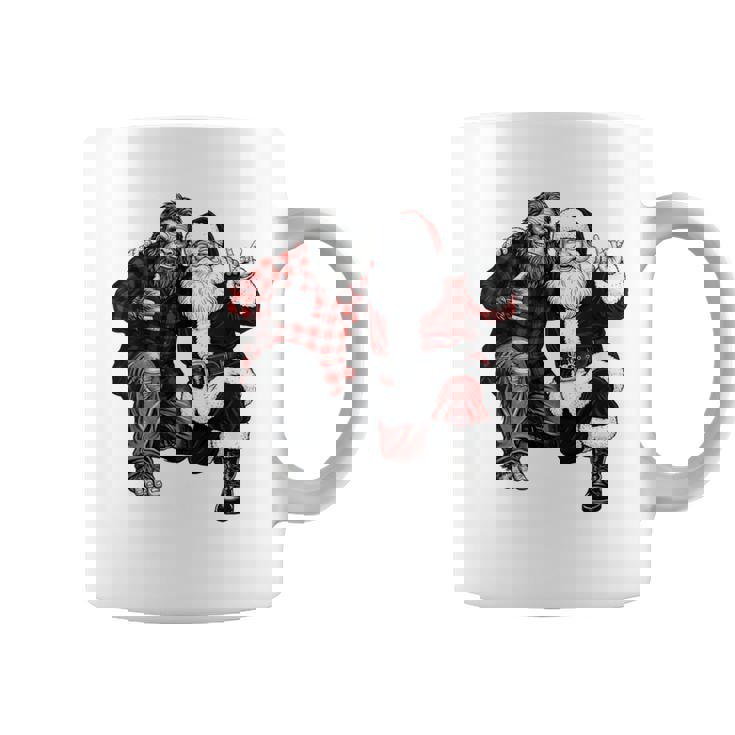 Santa And Bigfoot Rock Christmas Sasquatch Believe Coffee Mug