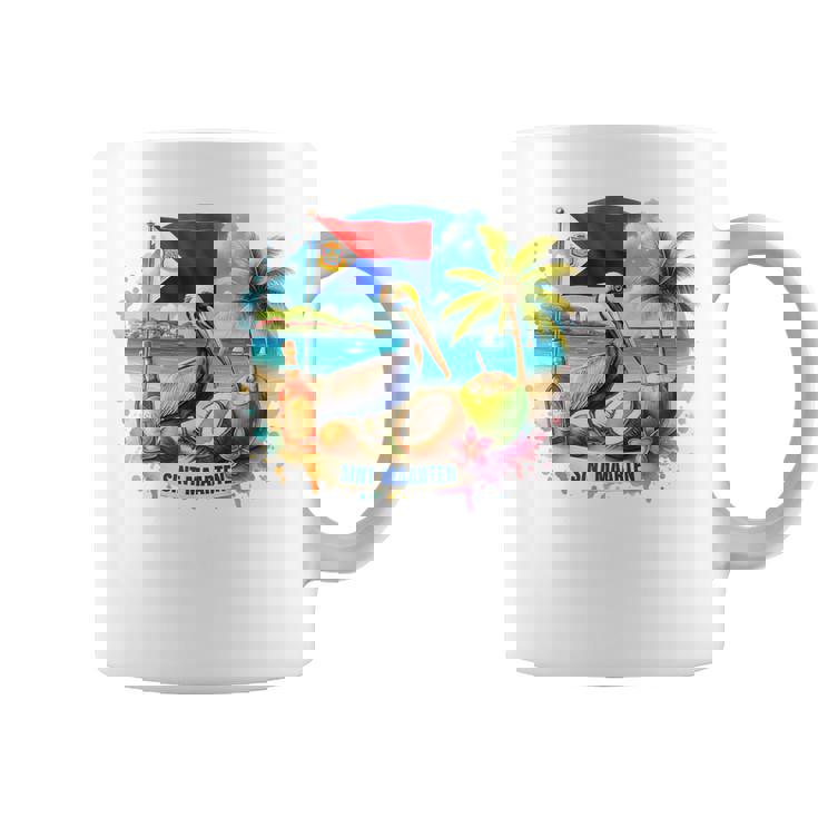 Sint Maarten Flag Pelican Rum Beach Coconut Island Souvenirs Coffee Mug