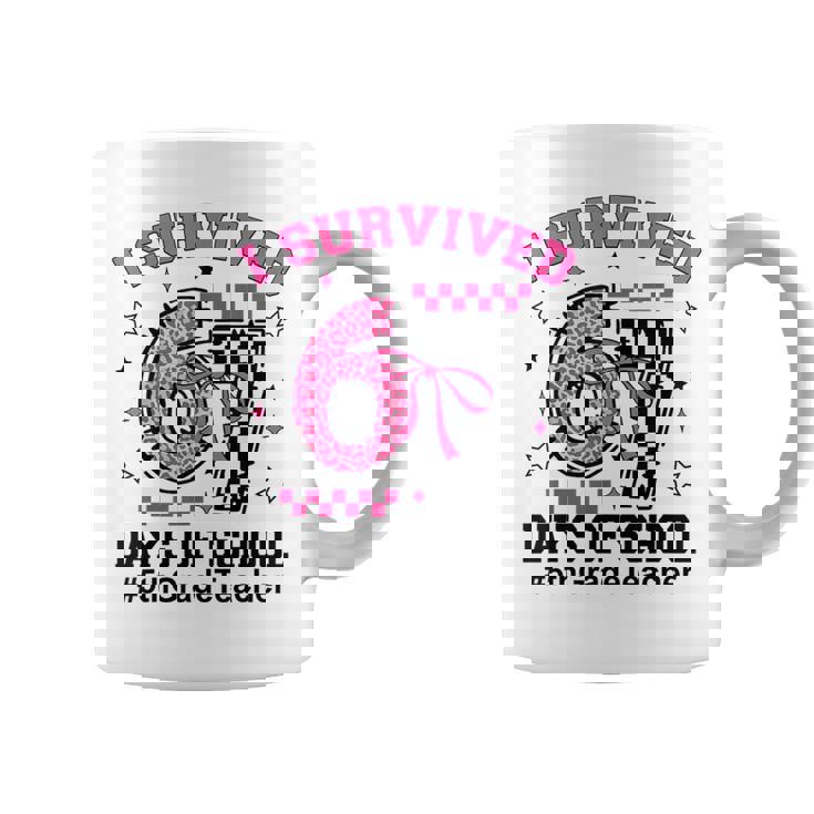 I Survived 67 Days Leopard Checkered 6 7 5th Grade Teacher Coffee Mug