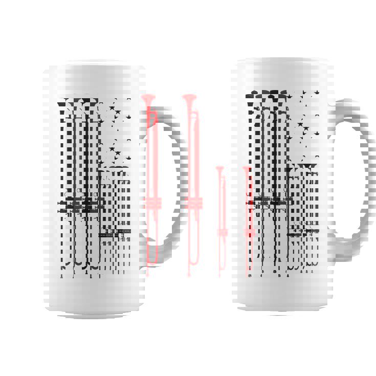 Trumpet Player American Flag Vintage Coffee Mug