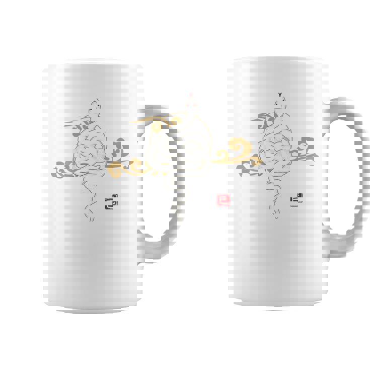 【背面デザイン】和風白蛇デザイン、2025年干支、縁起の良い コーヒーマグ