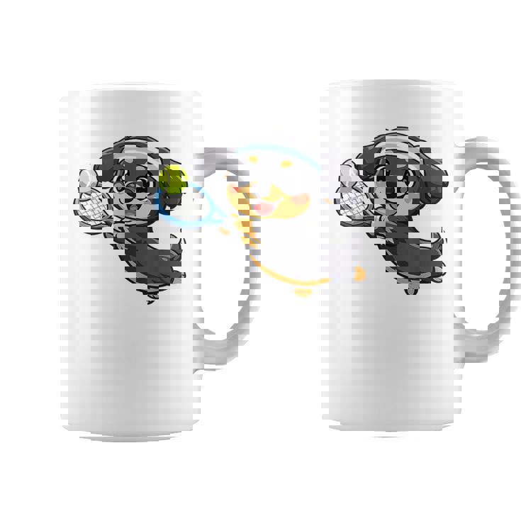 かわいい犬のテニス漫画アート コーヒーマグ