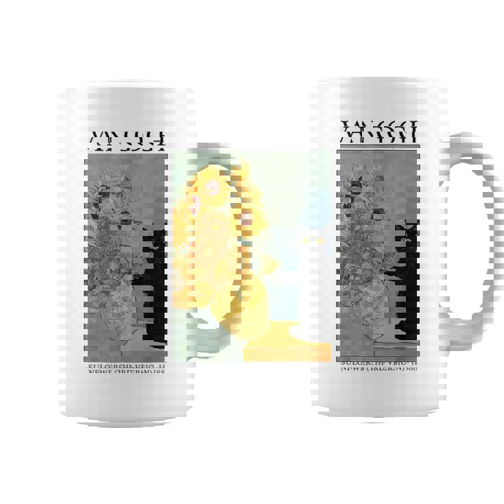 ひまわりと黒猫のヴィンテージアート 猫好き 猫飼い 猫 ネコ ねこくろねこ好き 面白い コーヒーマグ