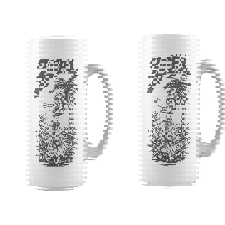 アロハ レトロ ハワイ ヤシの木 ルアウ ダンサー シルエット トロピカル コーヒーマグ