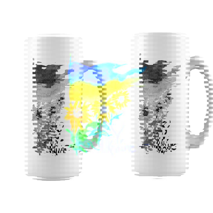 ウクライナ国旗 ひまわりの愛 ウクライナの強い服 コーヒーマグ