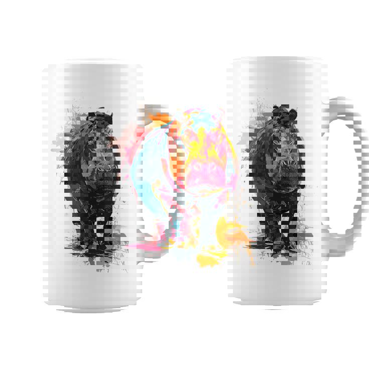 カバ 動物 カラフル グラフィック 抽象 アート 絵画 カバ コーヒーマグ