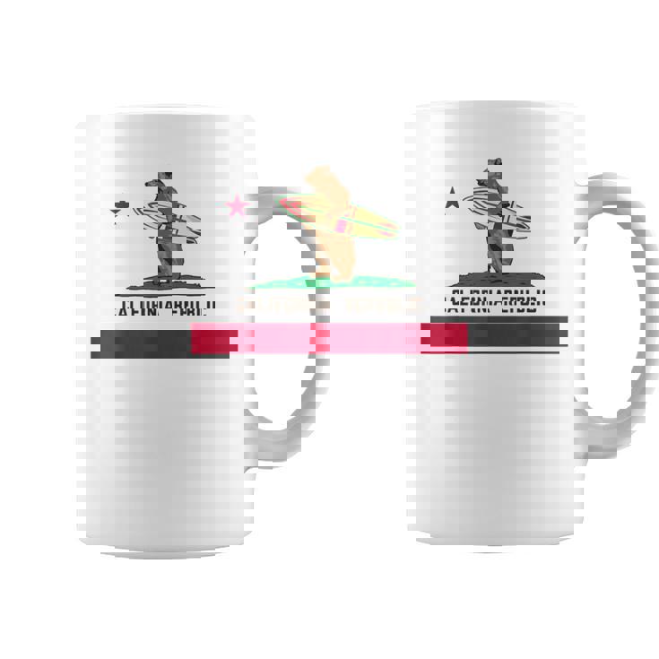 カリフォルニアシャツ、共和国旗カリフォルニアサーフィンベア コーヒーマグ