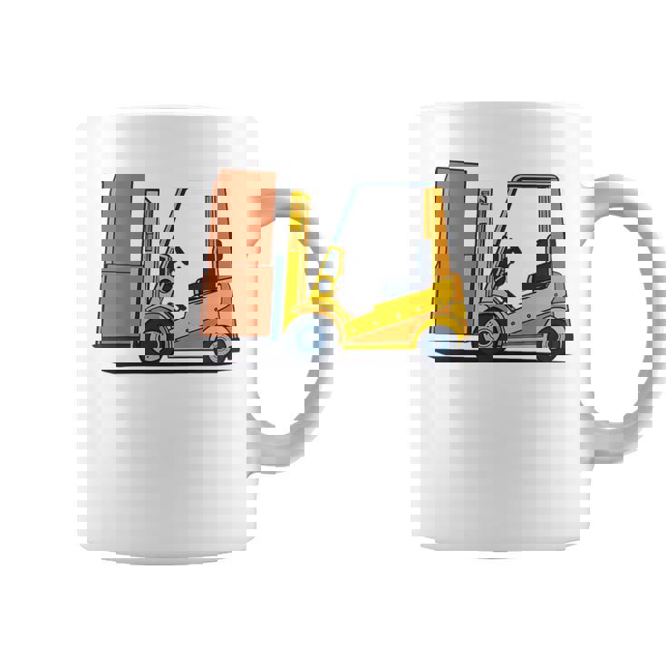 キッズ フォークリフト車両工事現場掘削機建設作業員 男の子 コーヒーマグ