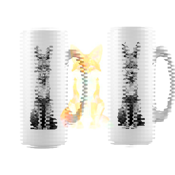 キツネ アニマル柄 グラフィック ポートレート イラスト 幾何学 キツネ コーヒーマグ