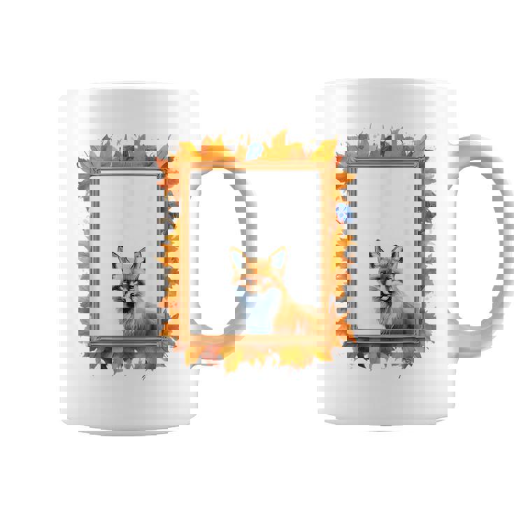 キツネ アニマル柄 モチーフ 紅葉 イラスト 自然 狐 コーヒーマグ