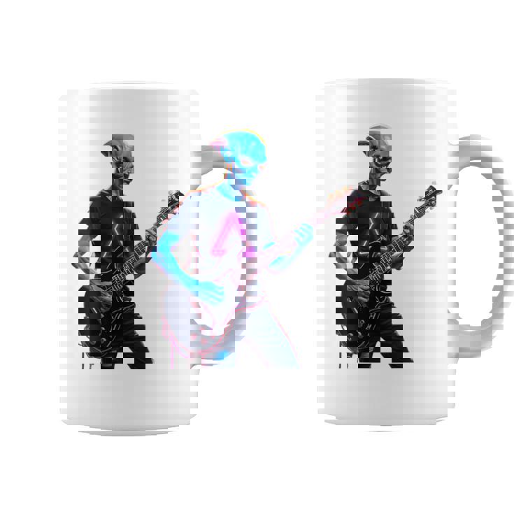 バックプリント ギタリスト エイリアン グラフィック ギター エイリアン ギタリスト コーヒーマグ