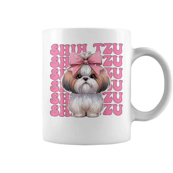 コケット 弓 シーズー 女の子 犬 ママ 母の日 ピンク コーヒーマグ