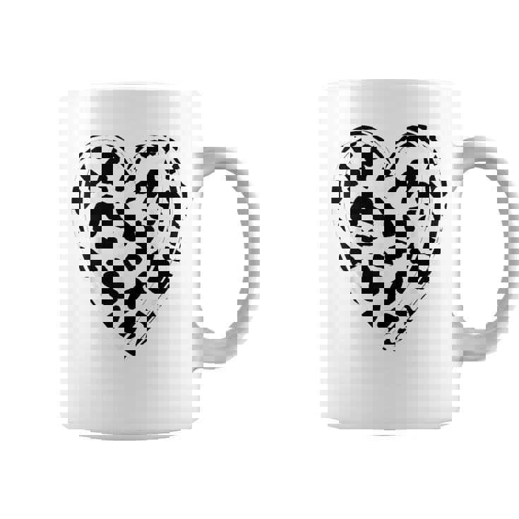 シックなハートプリントの牛柄。 コーヒーマグ