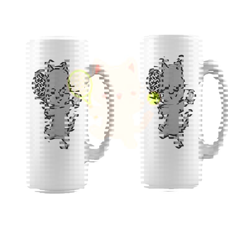 テニスをする猫。かわいいスポーツ猫。 コーヒーマグ