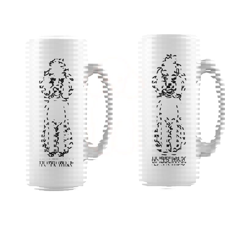 トイ プードル シルエット ラインアート 犬がいると人生はもっと楽しい デザイン コーヒーマグ