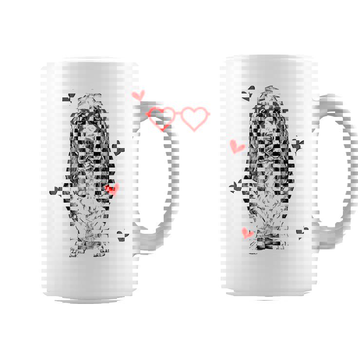バセットハウンド ハートグラス バレンタインデー 犬 ママ コーヒーマグ