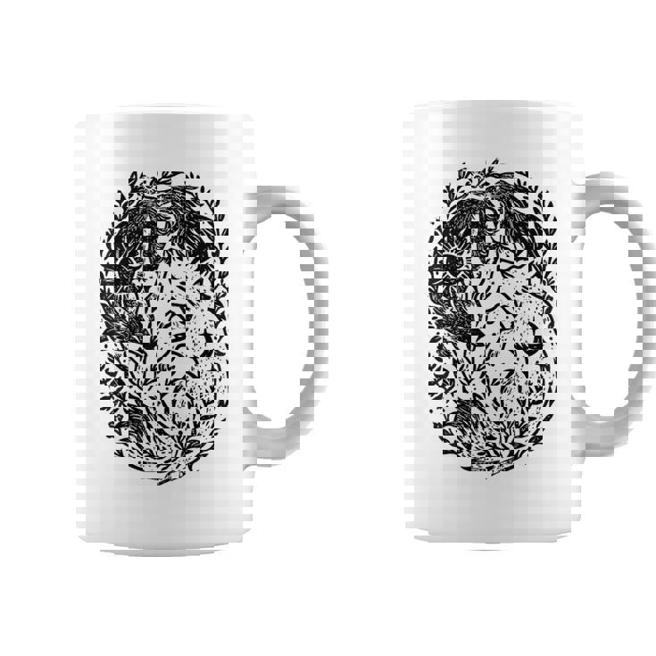 天の陰陽狐 太陽と月 ボーホーウッドランドアート コーヒーマグ