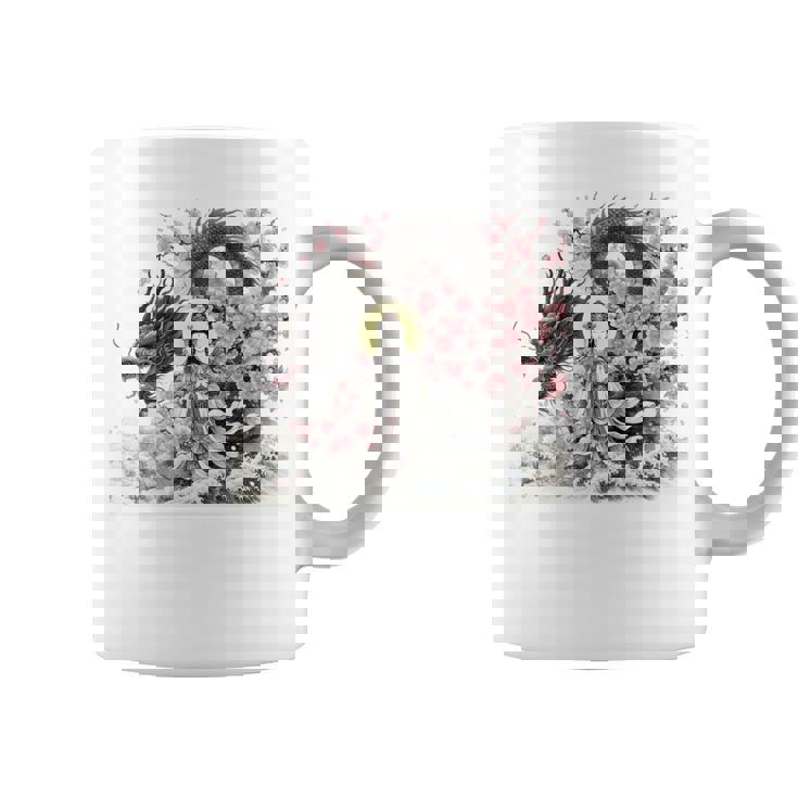 日本 浮世絵 観音菩薩 竜 桜 波 バックプリント 長袖tシャツ コーヒーマグ