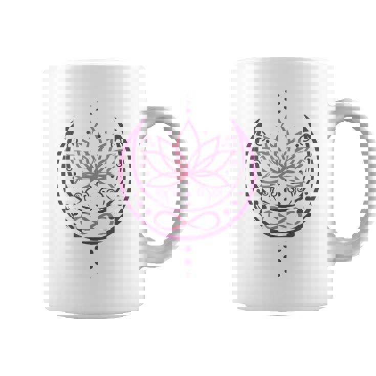 月と無限のシンボルの蓮 ヨガと禅 蓮の花 コーヒーマグ