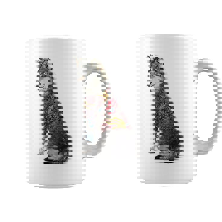 灰色オオカミ 伝統的な日本の龍の入れ墨 入泉 コーヒーマグ