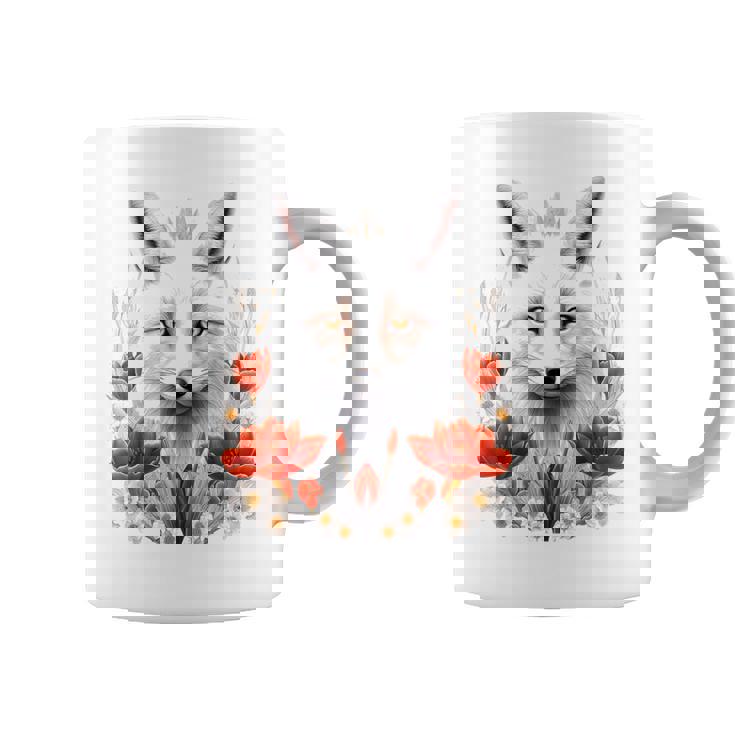 狐 アニマル柄 モチーフ 図面 イラスト 自然 狐 コーヒーマグ