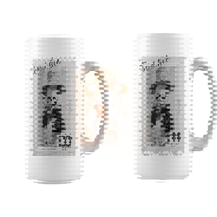 麦わら帽子 りんご パンダ 小さなパンダ 切手風 コーヒーマグ