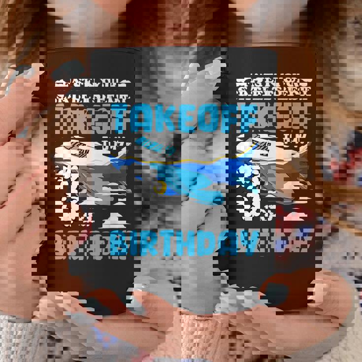 3歳の誕生日飛行機 パイロット固定シートベルト離陸飛行機 コーヒーマグ 面白い贈り物