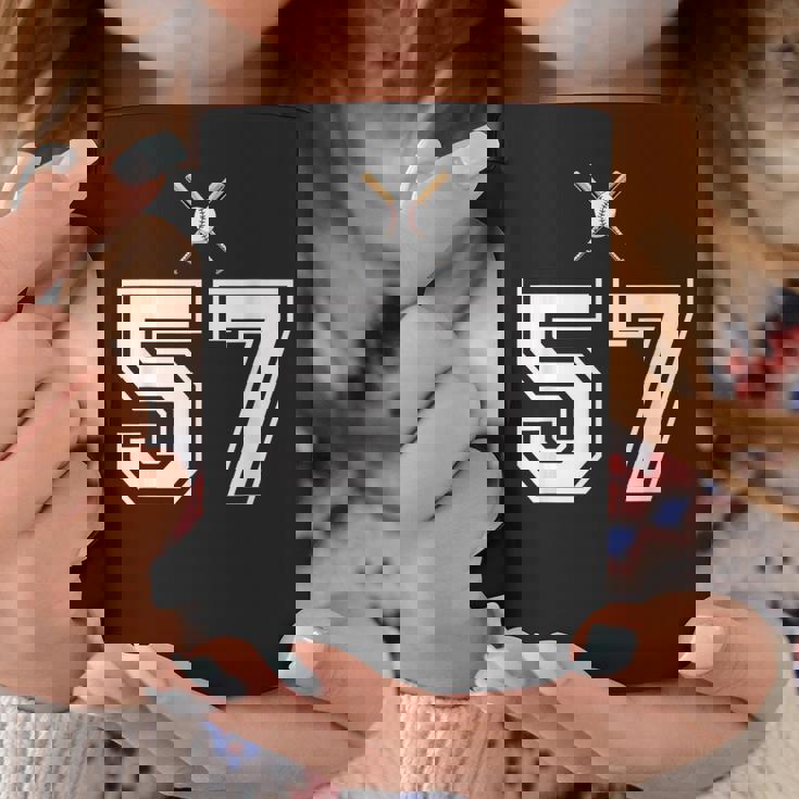 57 番 野球スタイル ヴィンテージホワイト コーヒーマグ 面白い贈り物