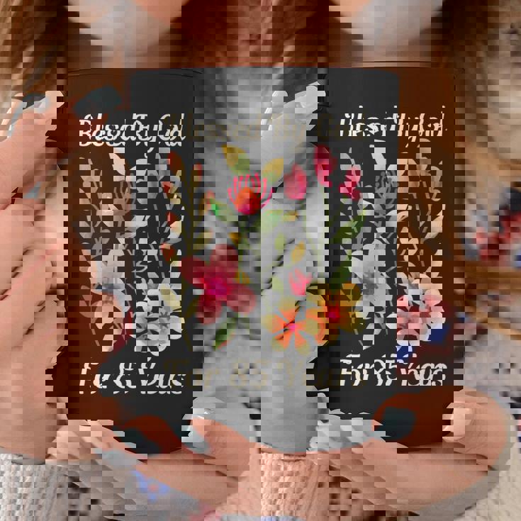 85歳 神様の祝福 かわいい庭の花 85歳の誕生日 長袖tシャツ コーヒーマグ 面白い贈り物