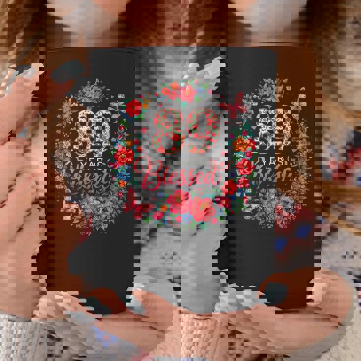 89歳の祝福された89歳のフローラル89歳の誕生日プレゼント コーヒーマグ 面白い贈り物