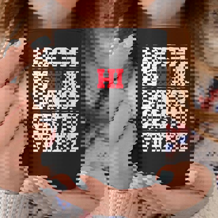 Abcのhiおかしいこんにちはアルファベット学生教師グリーティング コーヒーマグ 面白い贈り物
