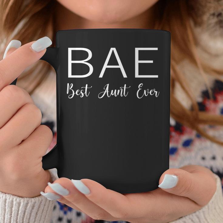 Bae Best Aunt Ever New Favorite Aunt Christmas Idea In Mangas Taza de café Regalos divertidos