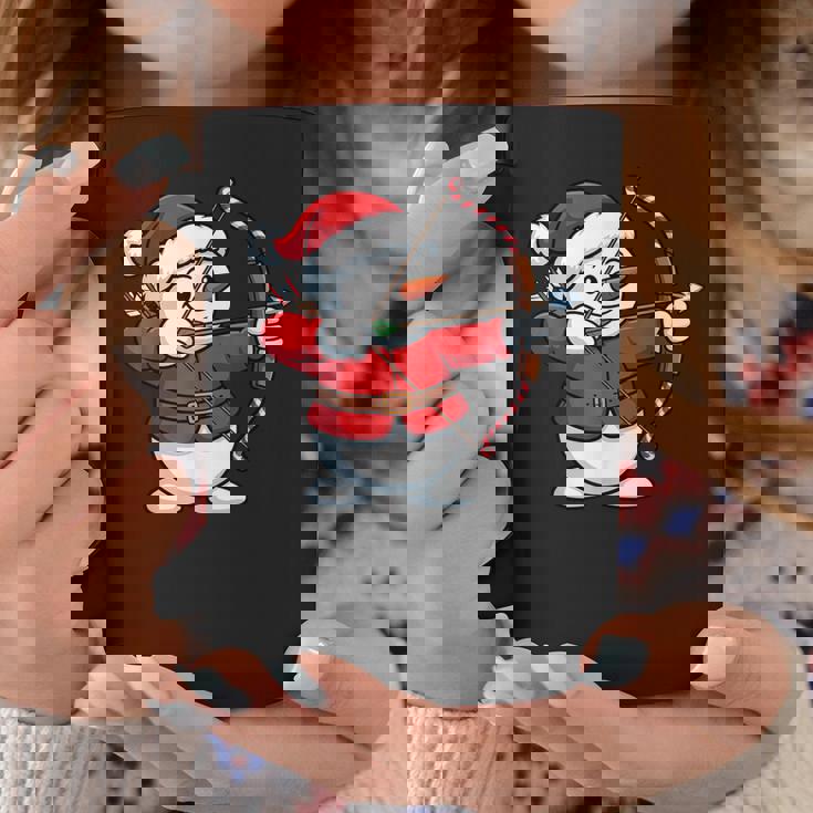 Christmas Snowman Santa Hat Archery Bow And Arrow Coffee Mug Unique Gifts