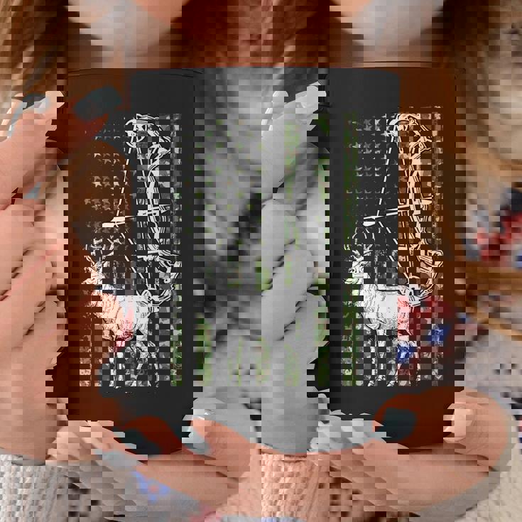 Deer Bowhunter American Flag Archery Hunting Tee Coffee Mug Unique Gifts