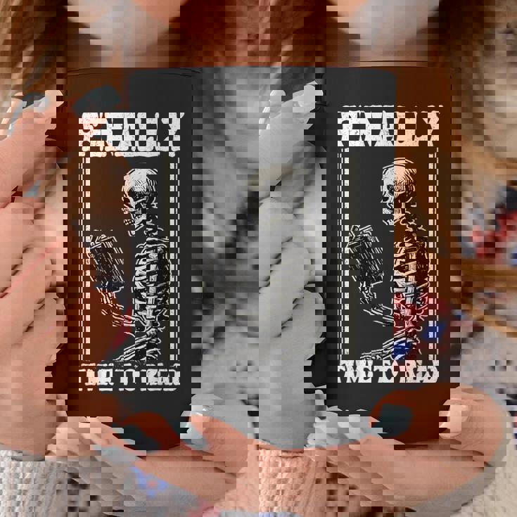 Finally Time To Read Book Lover Bookworm スケルトン 面白い本 コーヒーマグ 面白い贈り物