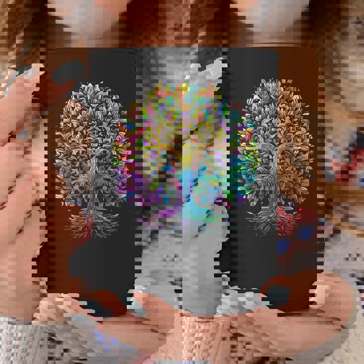 Full Foliage Tree Of Life 葉がいっぱいのレインボー生命の木 コーヒーマグ 面白い贈り物