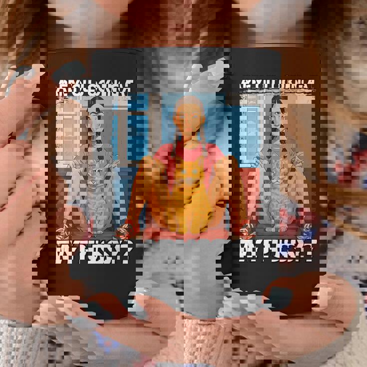 Pussy Meme Adult Girls Pun Are You Looking At My Pussy コーヒーマグ 面白い贈り物