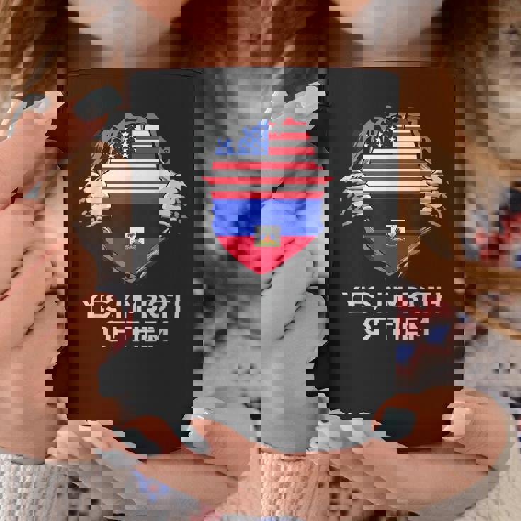 Half American Half Haitian Usa Haiti Flag メンズ レディース コーヒーマグ 面白い贈り物