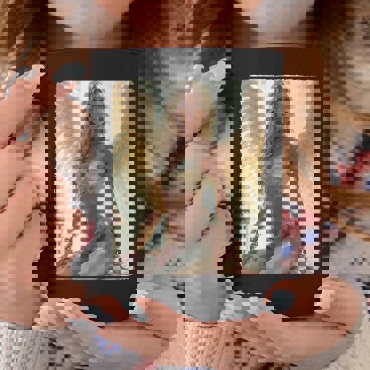 Hot Girl On 男性用 セクシーな天使の座り グランジ 長袖tシャツ コーヒーマグ 面白い贈り物